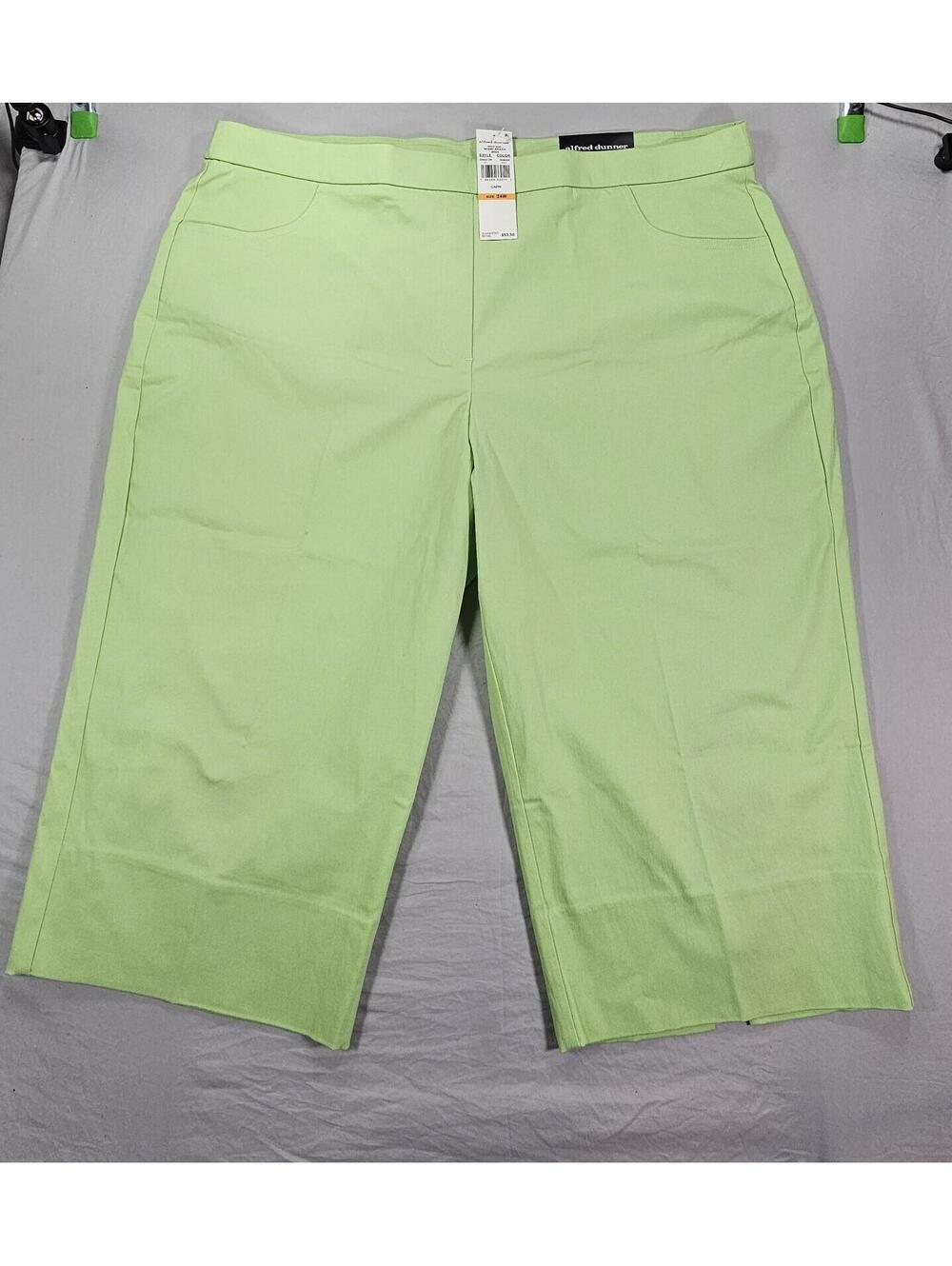 Alfred Dunner Miami Beach Capri Pants Kiwi Green Size 24W
